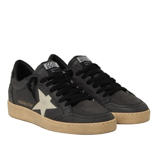 Golden Goose Ball Star in glitter with leather star and metallic leather heel tab Dark Grey Sand(Men)