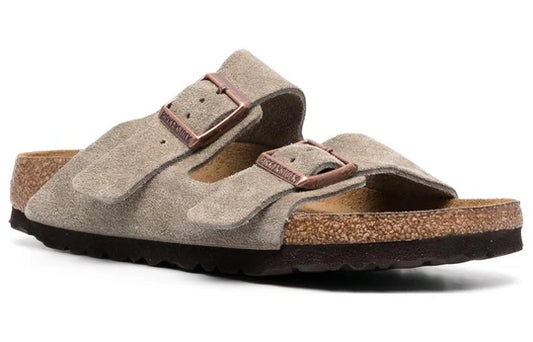 Birkenstock Arizona Soft Footbed Suede Leather Narrow Fit Sandals ‘Taupe’