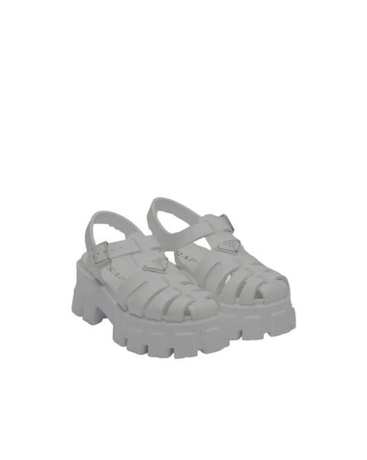 Prada Monolith rubber white sandals