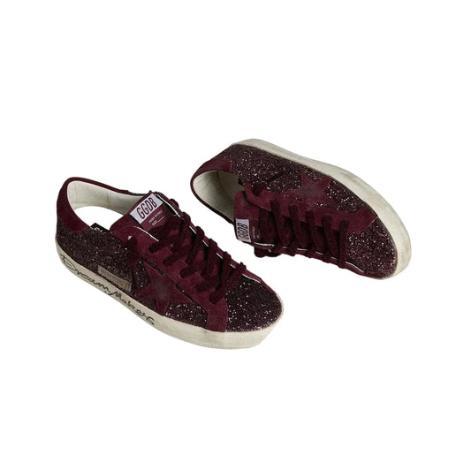Golden Goose Super-Star LTD in cherry glitter with cherry suede star(Women's)