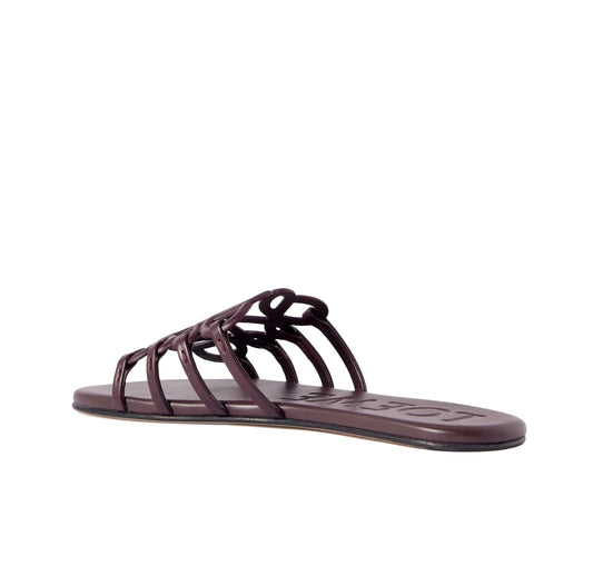 LOEWE Petal Anagram slide in soft calfskin Burgundy