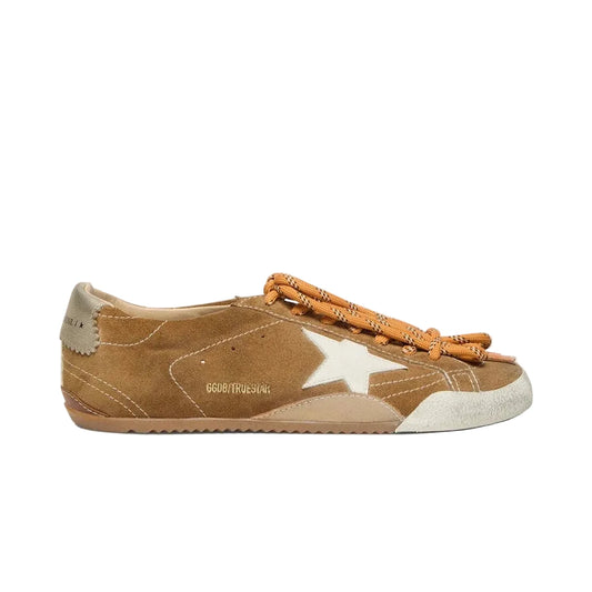 Golden Goose True-Star in tobacco-colored suede with white star and platinum heel tab(Women's)