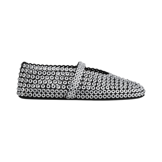 Alaïa Suede Glass-Embellished Ballet Flats
