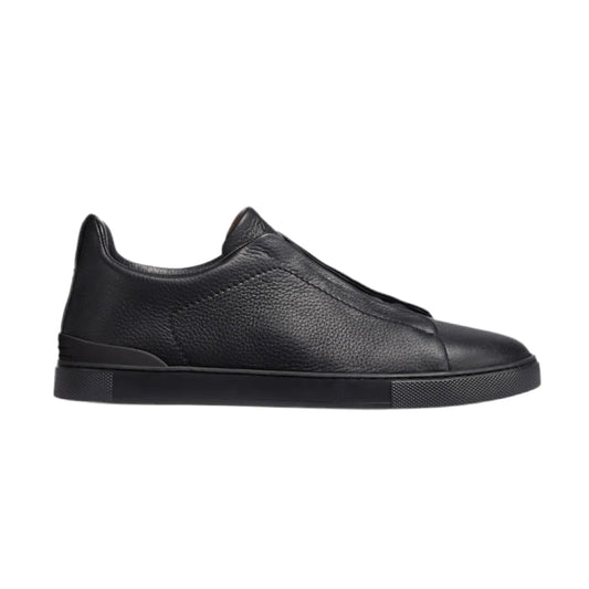 ZEGNA BLACK DEERSKIN TRIPLE STITCH™ SNEAKERS