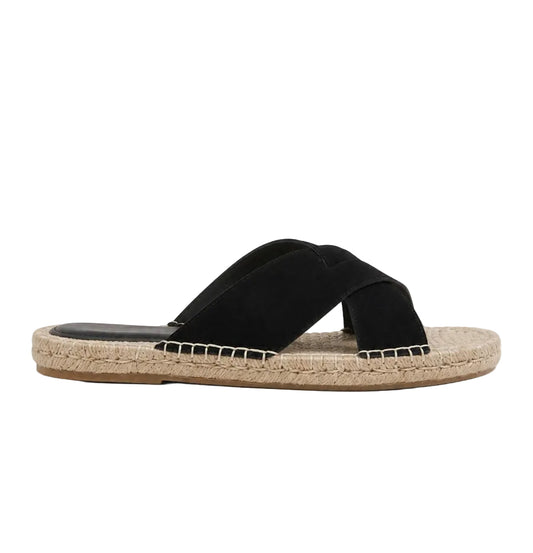 Zegna Black Suede Criss-Cross Espadrille Sildes