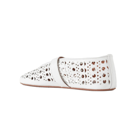 ALAÏA Perforated leather ballet flats”white”
