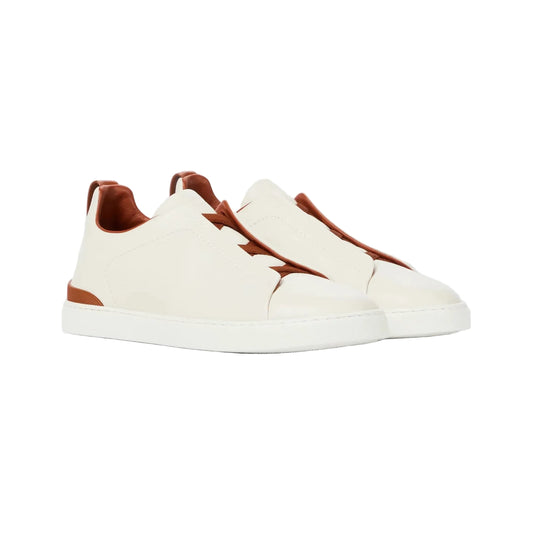 Zegna Triple Stitch leather sneakers WHITE TRIPLE STITCH