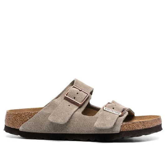 Birkenstock Arizona Soft Footbed Suede Leather Narrow Fit Sandals ‘Taupe’
