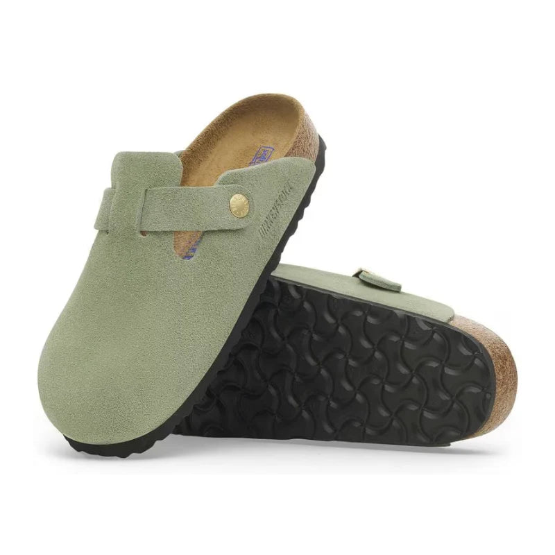 Birkenstock Boston Soft Footbed-Suede Green Tea