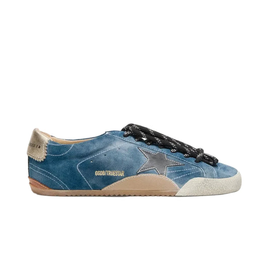 Golden Goose True-Star in teal suede with black star and cream heel tab(Women's)