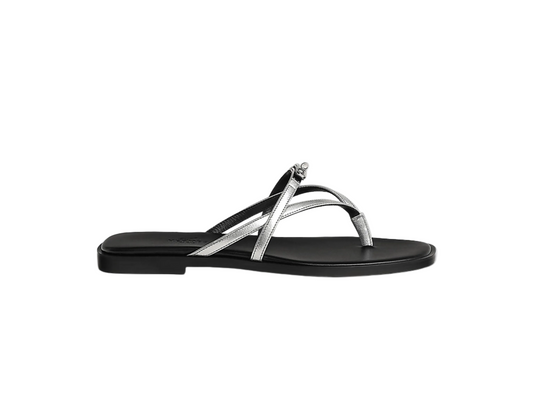 Hermès Miss sandals “Sliver/Black”