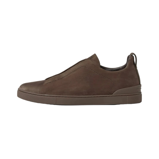 Zegna DARK TAUPE TRIPLE STITCH™ SECONDSKIN NUBUCK SNEAKERS