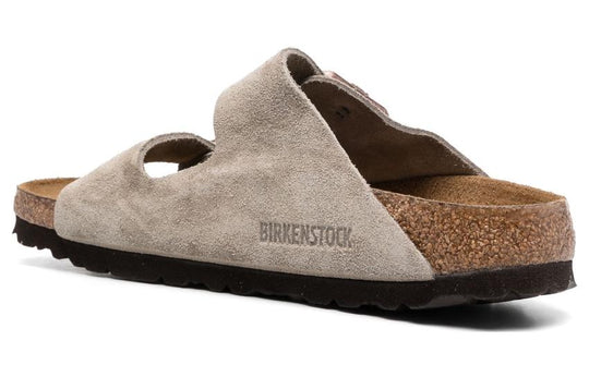 Birkenstock Arizona Soft Footbed Suede Leather Narrow Fit Sandals ‘Taupe’