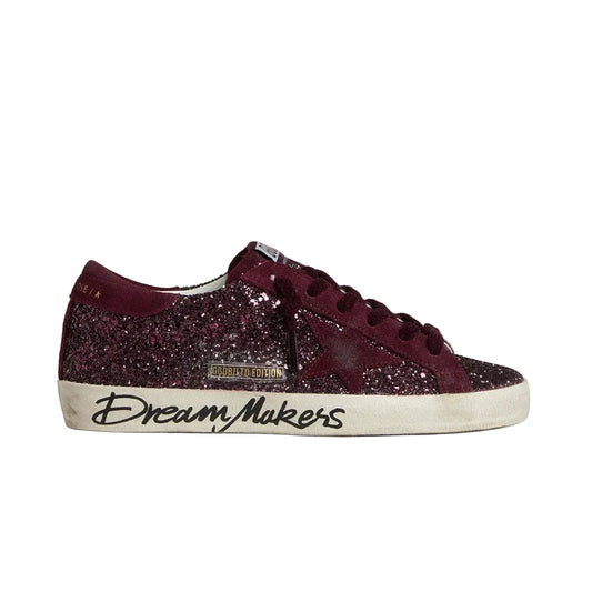 Golden Goose Super-Star LTD in cherry glitter with cherry suede star(Women's)