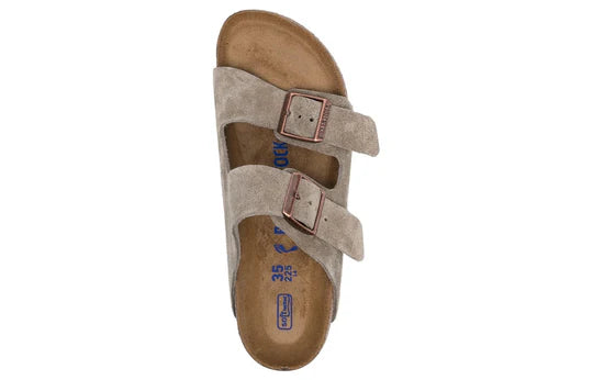 Birkenstock Arizona Soft Footbed Suede Leather Narrow Fit Sandals ‘Taupe’