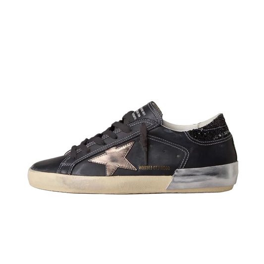 Golden Goose in black glitter with cream star and suede inserts(Women's)