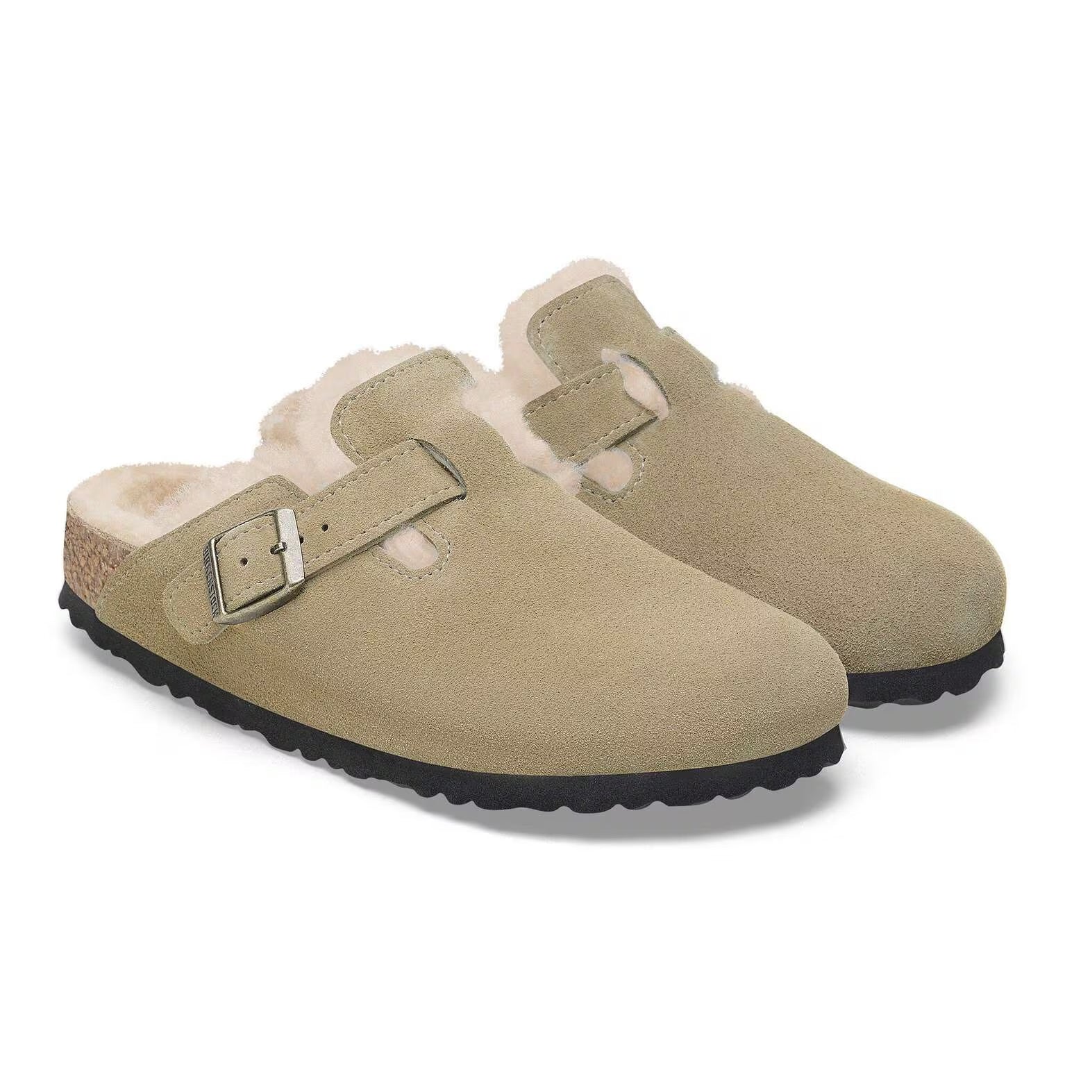 Birkenstock Boston Lammfell Taupe