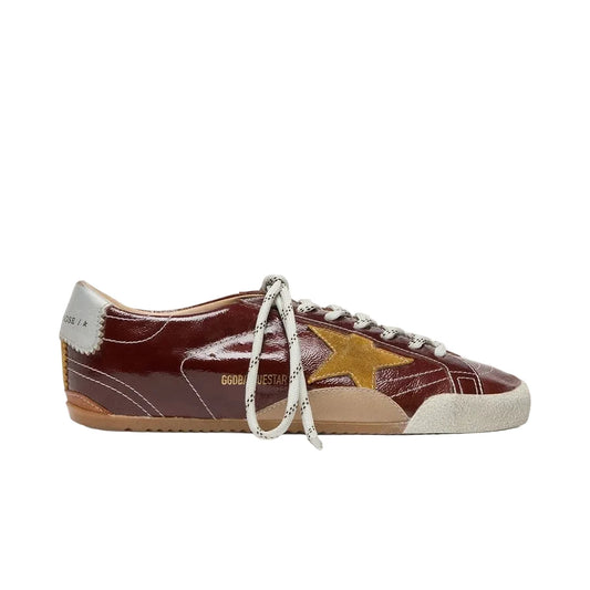 Golden Goose True-Star in burgundy naplak with suede star and silver nappa heel tab (Women's)