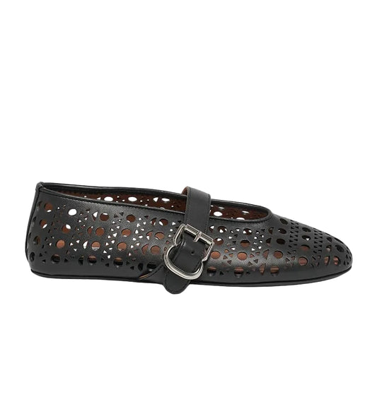 ALAIA "Vienne" laser cut leather ballerina flats