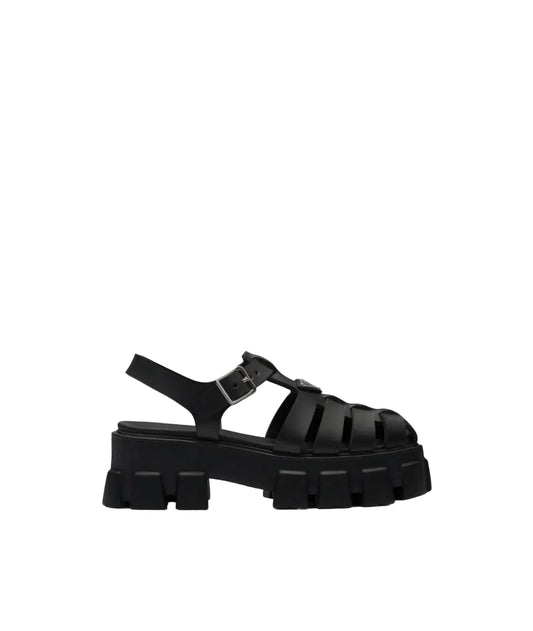 Prada Monolith rubber black sandals