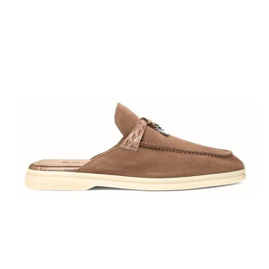 Loro Piana Bobouch Charms Walk Suede, Alligator Skin Caribu | Sabot Loro