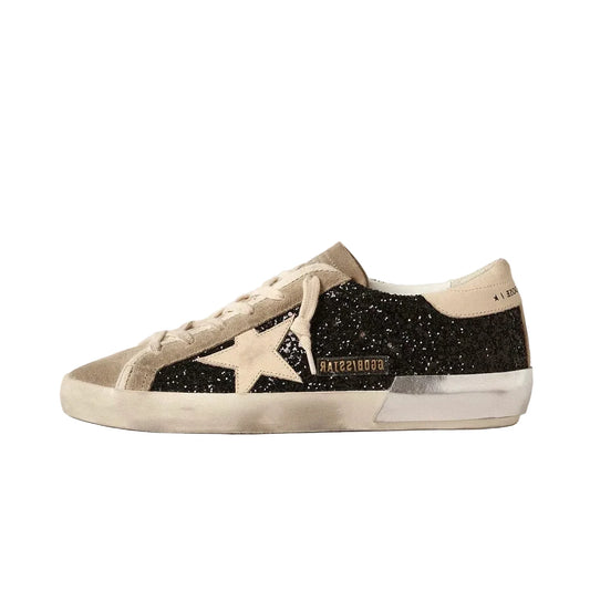 Golden Goose in black glitter with cream star and suede inserts(Women's)