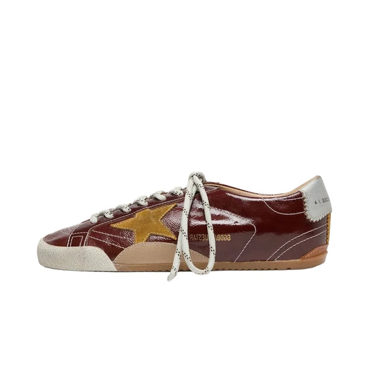 Golden Goose True-Star in burgundy naplak with suede star and silver nappa heel tab (Women's)