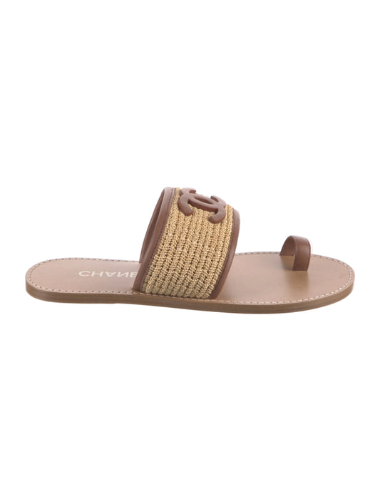 Chanel Raffia Lambskin Sandal “Beige/Brown”