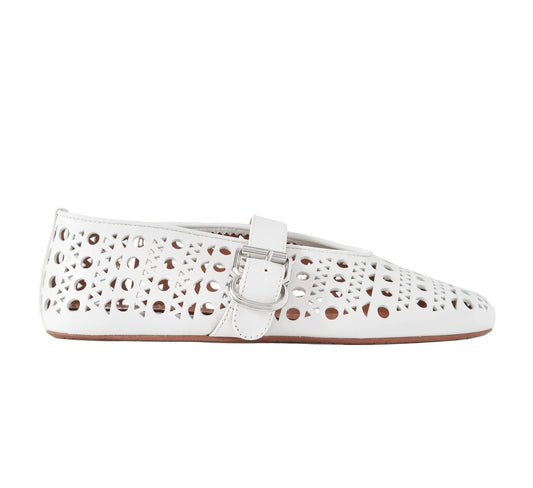 ALAÏA Perforated leather ballet flats”white”