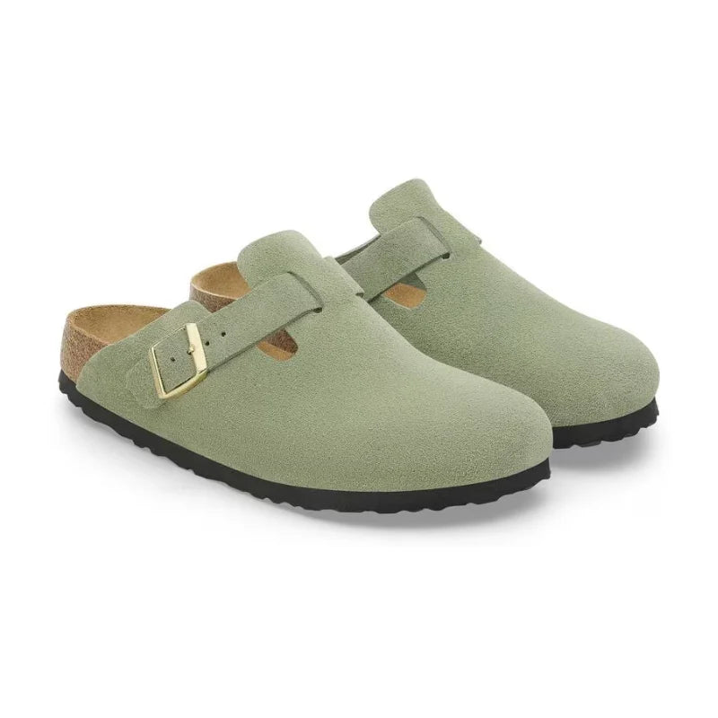 Birkenstock Boston Soft Footbed-Suede Green Tea