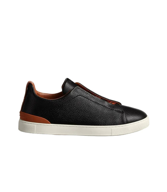Zegna Triple Stitch™ Genuine Leather Sneakers in Black