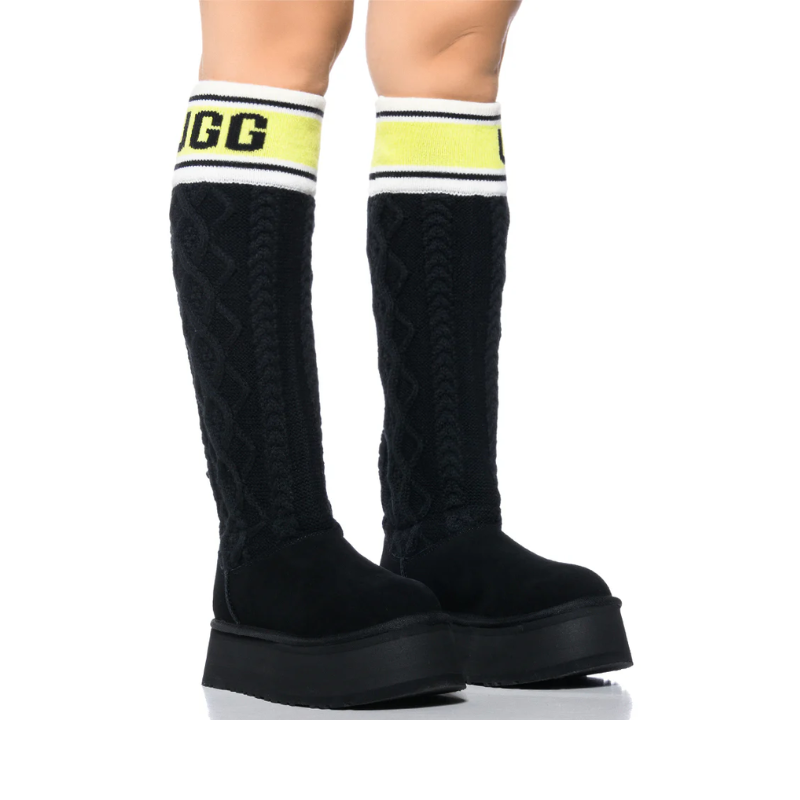 UGG Classic Sweater Letter Boot – Black